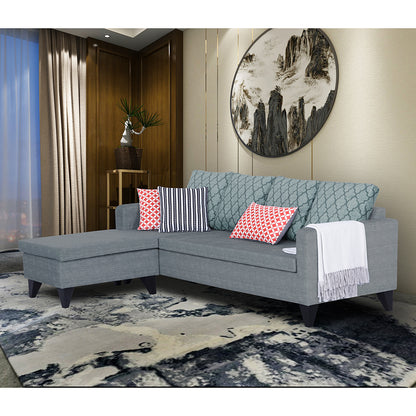 Adorn India Dorothy Blossom L Shape 5 Seater Sofa Set (Left Hand Side) (Grey)