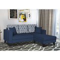 Adorn India Parker Leaf L Shape 4 Seater Sofa Set (Right Hand Side) (Blue) Martin Plus (3 Year Warranty)