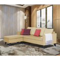 Adorn India Abington Stripes L Shape 5 Seater Sofa Set LHS (Beige) (3 Year Warranty)