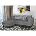 Adorn India Parker Leaf L Shape 4 Seater Sofa Set - Left Hand Side (Grey) Martin Plus (3 Year Warranty)