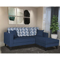 Adorn India Berlin Bricks L Shape 4 Seater Sofa Set (Right Hand Side) (Blue) Martin Plus (3 Year Warranty)