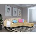 Adorn India Bruce Leaf L Shape 5 Seater Sofa Set RHS (Beige) (3 Year Warranty)