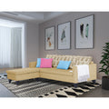 Adorn India Bruce Leaf L Shape 5 Seater Sofa Set LHS (Beige) (3 Year Warranty)
