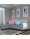 Adorn India Bruce Leaf L Shape 5 Seater Sofa Set (Left Hand Side) (Grey)