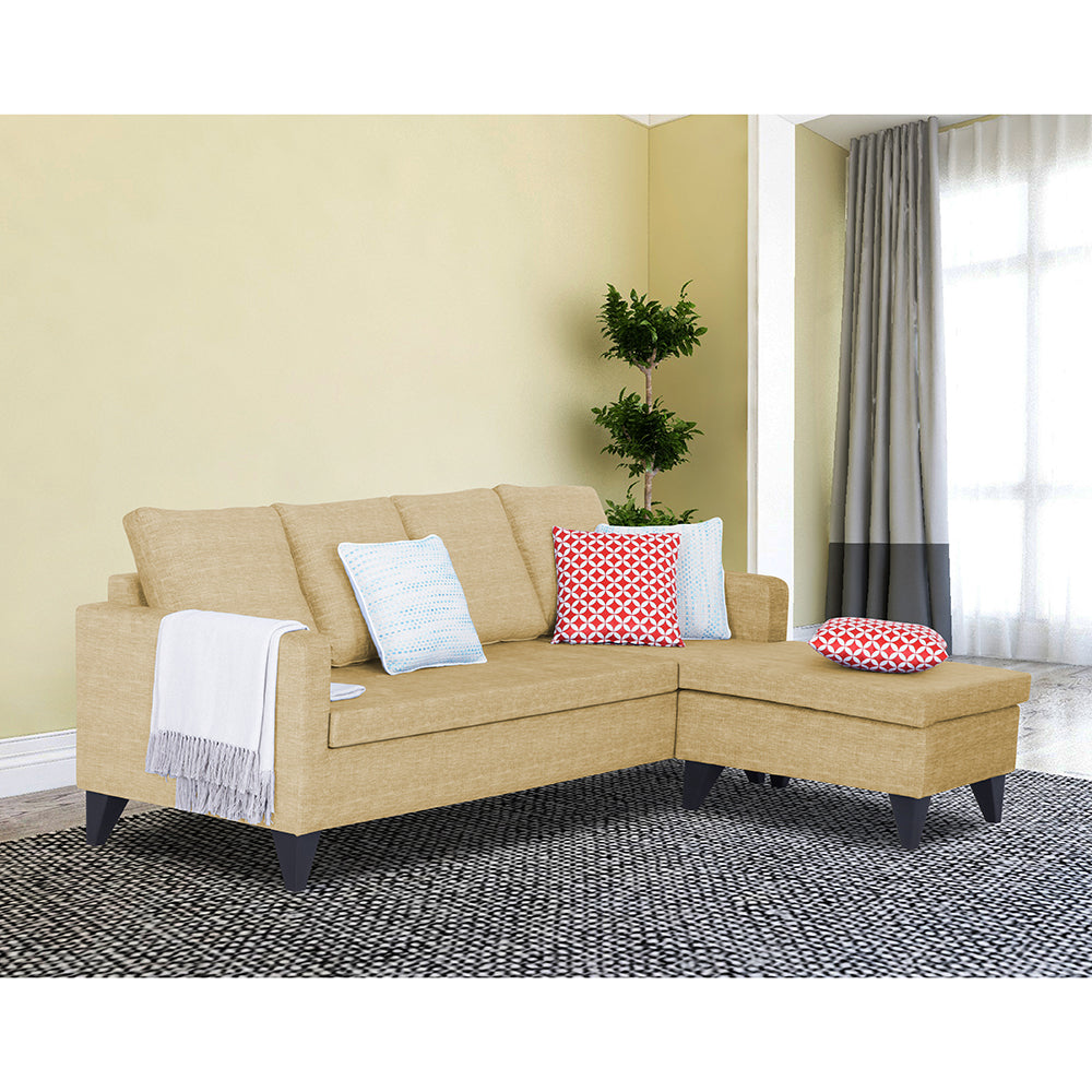 Adorn India Jonas Decent L Shape 5 Seater Sofa Set (Right Hand Side) (Beige)