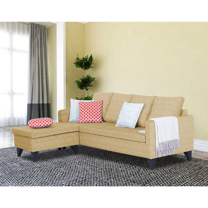 Adorn India Jonas Decent L Shape 5 Seater Sofa Set (Left Hand Side) (Beige)