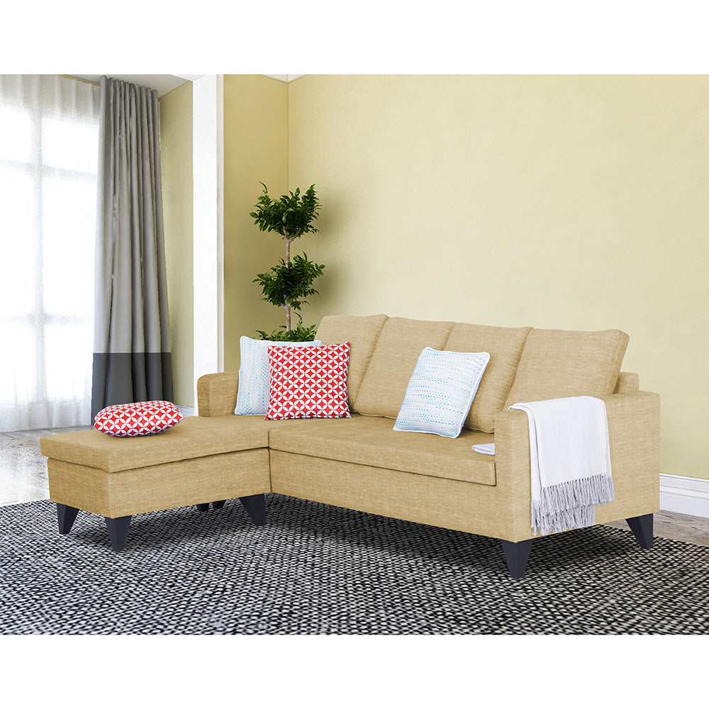 Adorn India Jonas Decent L Shape 5 Seater Sofa Set LHS (Beige) (3 Year Warranty)