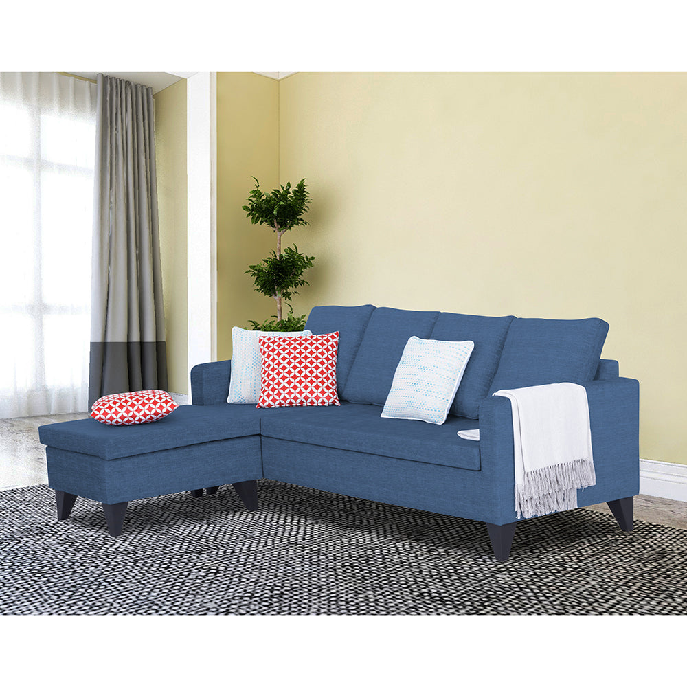 Adorn India Jonas Decent L Shape 5 Seater Sofa Set LHS (Blue) (3 Year Warranty)