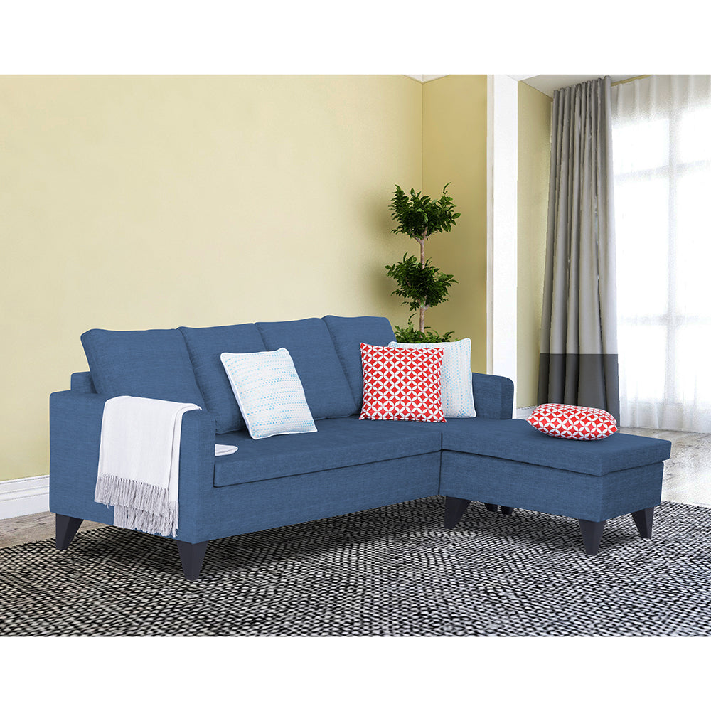 Adorn India Jonas Decent L Shape 5 Seater Sofa Set RHS (Blue) (3 Year Warranty)