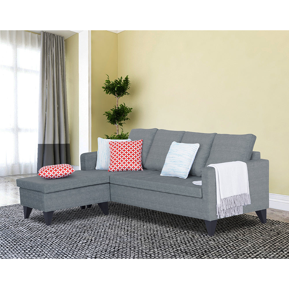 Adorn India Jonas Decent L Shape 5 Seater Sofa Set LHS (Grey) (3 Year Warranty)