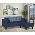 Adorn India Hector Stripes L Shape 4 Seater Sofa Set (Right Hand Side, Blue) Martin Plus (3 Year Warranty)