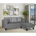 Adorn India Hector Stripes L Shape 4 Seater Sofa Set (Right Hand Side) (Grey) Martin Plus (3 Year Warranty)