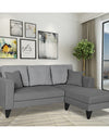 Adorn India Hector Stripes L Shape 4 Seater Sofa Set (Right Hand Side) (Grey) Martin Plus