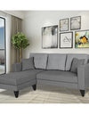 Adorn India Hector Stripes L Shape 4 Seater Sofa Set (Left Hand Side) (Grey) Martin Plus