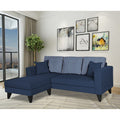 Adorn India Hector Stripes L Shape 4 Seater Sofa Set (Left Hand Side) (Blue) Martin Plus (3 Year Warranty)