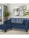 Adorn India Hector Stripes L Shape 4 Seater Sofa Set (Left Hand Side) (Blue) Martin Plus