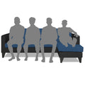 Adorn India Aladra L Shape Decent 5 Seater Sofa Set RHS (Blue & Black) (3 Year Warranty)