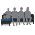 Adorn India Aladra L Shape Decent 5 Seater Sofa Set LHS (Blue & Black) (3 Year Warranty)