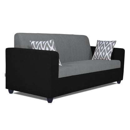 Adorn India Rio Highback 3 Seater Sofa (Black & Grey)