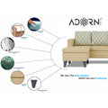 Adorn India Dorothy Blossom L Shape 5 Seater Sofa Set (Left Hand Side) (Beige) (3 Year Warranty)