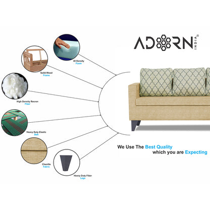 Adorn India Dorothy Blossom L Shape 5 Seater Sofa Set (Right Hand Side) (Beige)