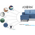 Adorn India Dorothy Blossom L Shape 5 Seater Sofa Set (Left Hand Side) (Blue) (3 Year Warranty)