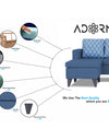 Adorn India Dorothy Blossom L Shape 5 Seater Sofa Set (Left Hand Side) (Blue)