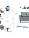 Adorn India Dorothy Blossom L Shape 5 Seater Sofa Set (Right Hand Side) (Grey)