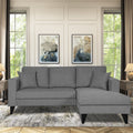 Adorn India Martin L Shape 4 Seater Sofa Set Plain (Right Hand Side) (Grey) (3 Year Warranty)