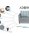Adorn India Lawson Stripes (3 Years Warranty) 2 Seater Sofa (Grey) Modern