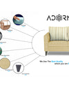 Adorn India Lawson Stripes (3 Years Warranty) 3 Seater Sofa (Beige) Modern