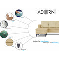 Adorn India Abington Stripes L Shape 5 Seater Sofa Set LHS (Beige) (3 Year Warranty)