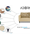 Adorn India Cortina Damask (3 Years Warranty) 3 Seater Sofa (Beige) Modern