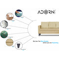 Adorn India Abington Stripes L Shape 5 Seater Sofa Set RHS (Beige) (3 Year Warranty)