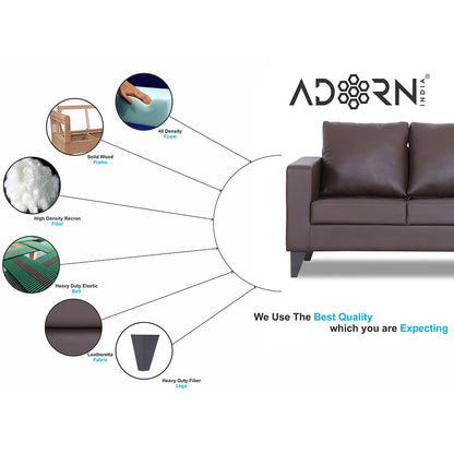 Adorn India Straight line Plus Leatherette 3+1+1 5 Seater Sofa Set (Brown)