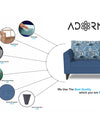 Adorn India Sheldon Crafty (3 Years Warranty) 3 Seater Sofa (Blue) Modern