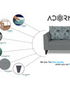 Adorn India Sheldon Crafty (3 Years Warranty) 3 Seater Sofa (Grey) Modern