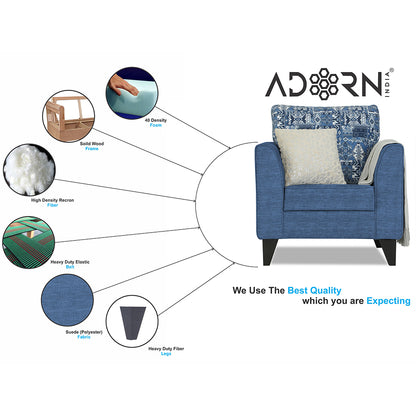 Adorn India Sheldon Crafty 1 Seater Sofa (Blue)