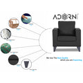 Adorn India Straight line Plus Leatherette 1 Seater Sofa (Black) (3 Year Warranty)