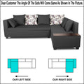 Adorn India Mclain L Shape 6 Seater Sofa (Dark Grey)