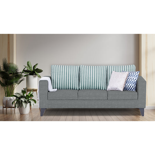 Adorn India Straight Line Plus Stripes 3 Seater Sofa (Grey)