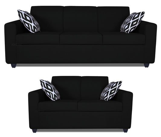 Adorn India Monteno Five Seater 3+2 Sofa Set (Black)
