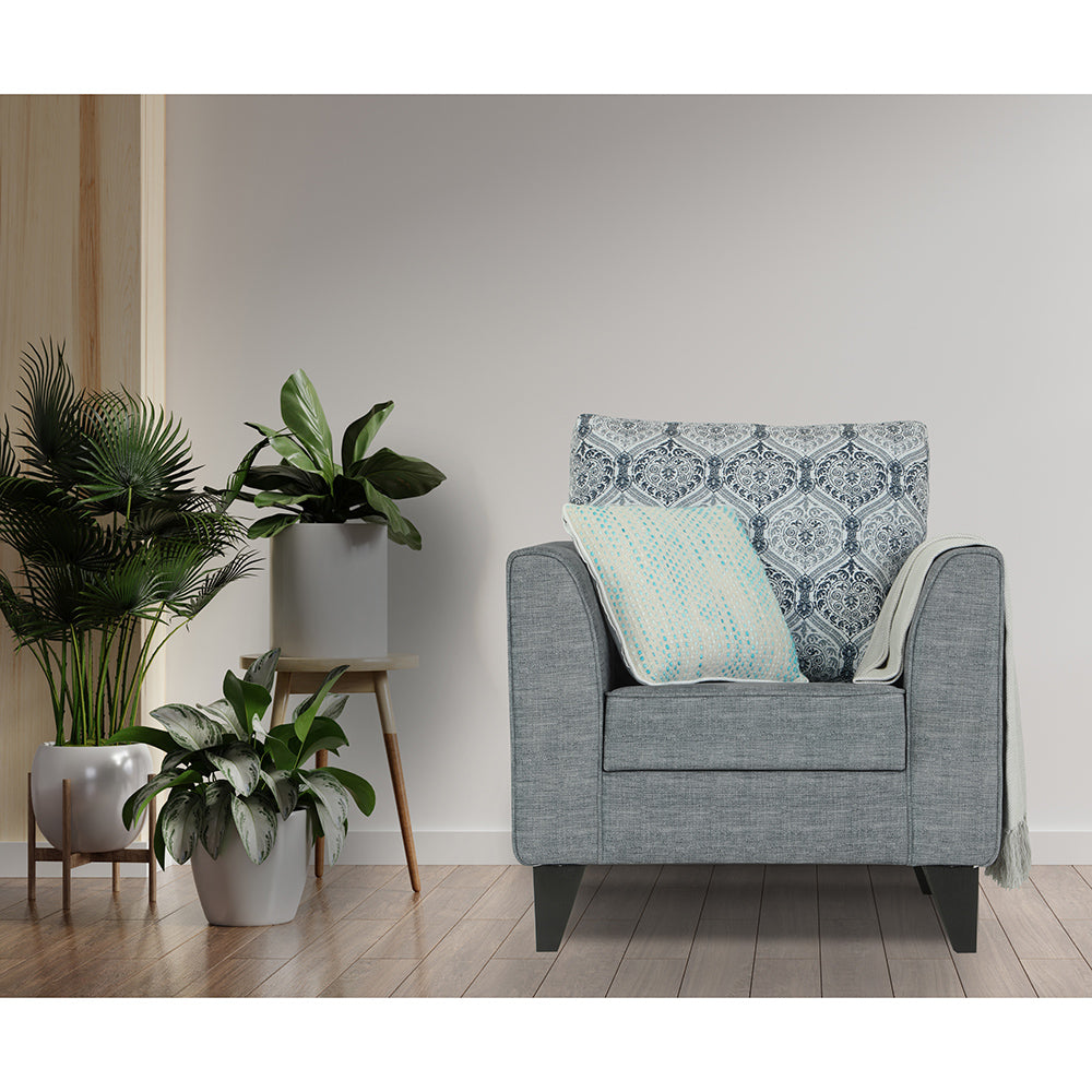 Adorn India Cortina Damask 1 Seater Sofa (Grey)