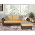 Adorn India Maddox L Shape 4 Seater Sofa Set Tufted Two Tone RHS (Brown & Beige) (3 Year Warranty)