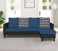 Adorn India Beetle Rhombus L Shape 5 Seater Sofa Set RHS (Blue & Black) (3 Year Warranty)