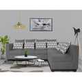 Adorn India Poland L Shape 6 Seater Sofa Set (Right Side) (Grey)