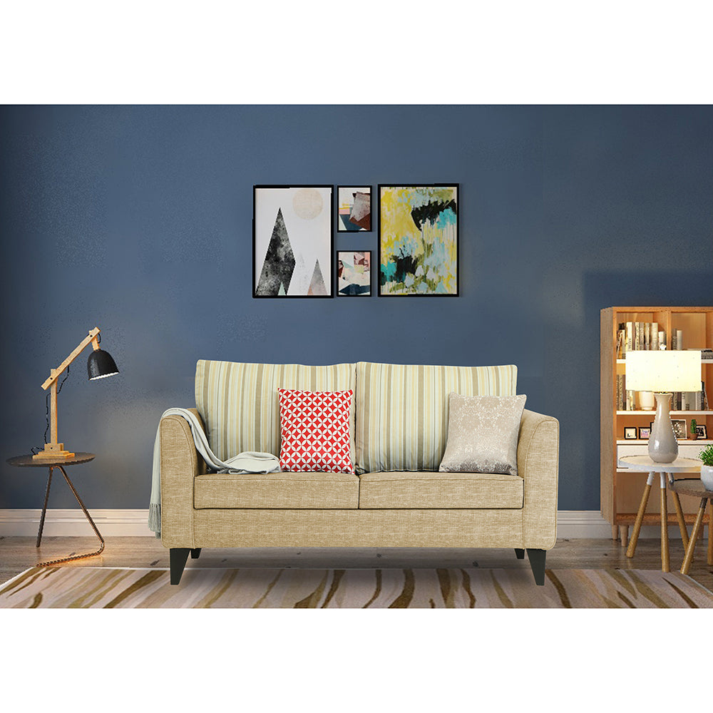 Adorn India Lawson Stripes 2 Seater Sofa (Beige)