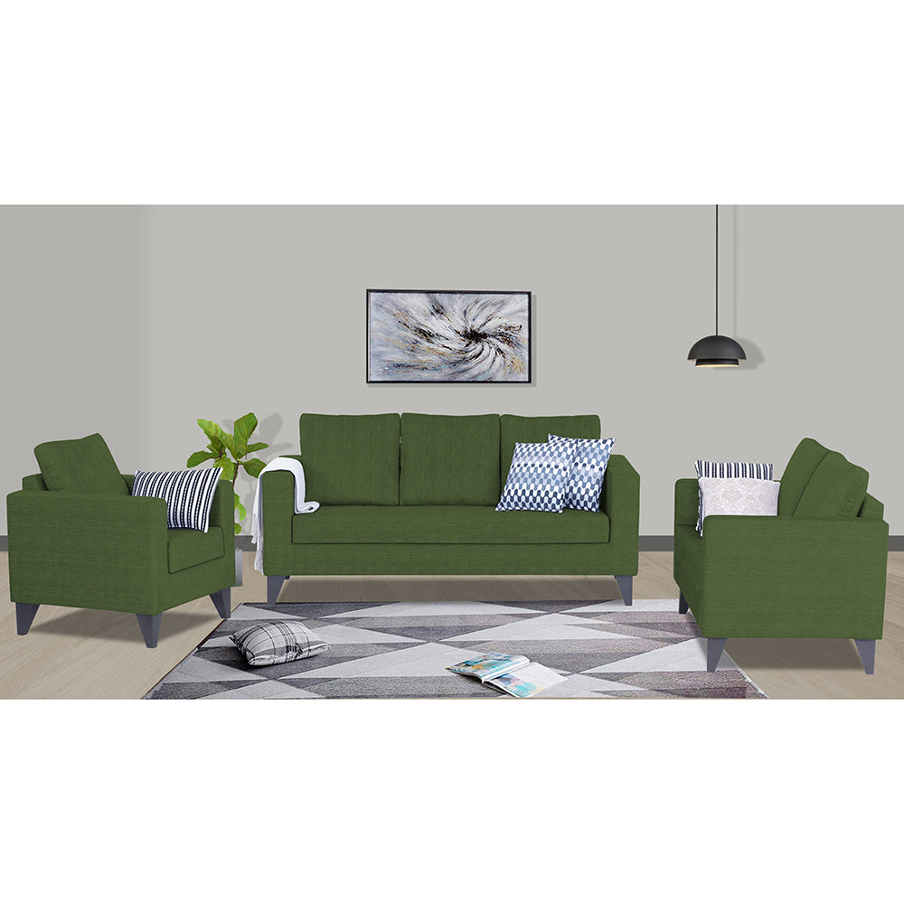 Adorn India Hallton Plain 3+2+1 6 Seater Sofa Set (Green)