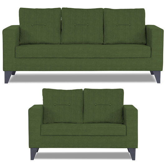 Adorn India Hallton Tufted 3+2 5 Seater Sofa Set (Green)
