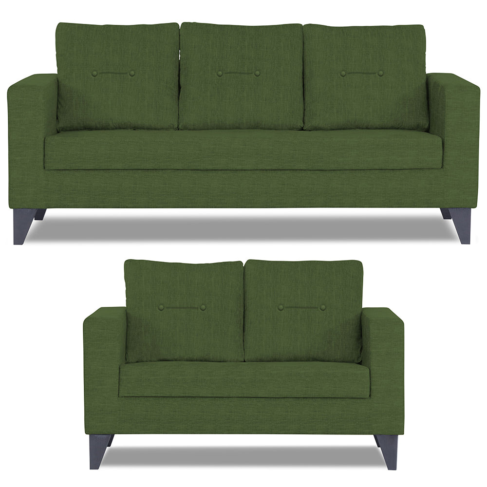 Adorn India Hallton Tufted 3+2 5 Seater Sofa Set (Green) (3 Year Warranty)